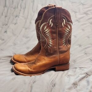 San Pedro Cowboy Boots Brown Embroidered Leather Mexico Mens 10 Western Rodeo